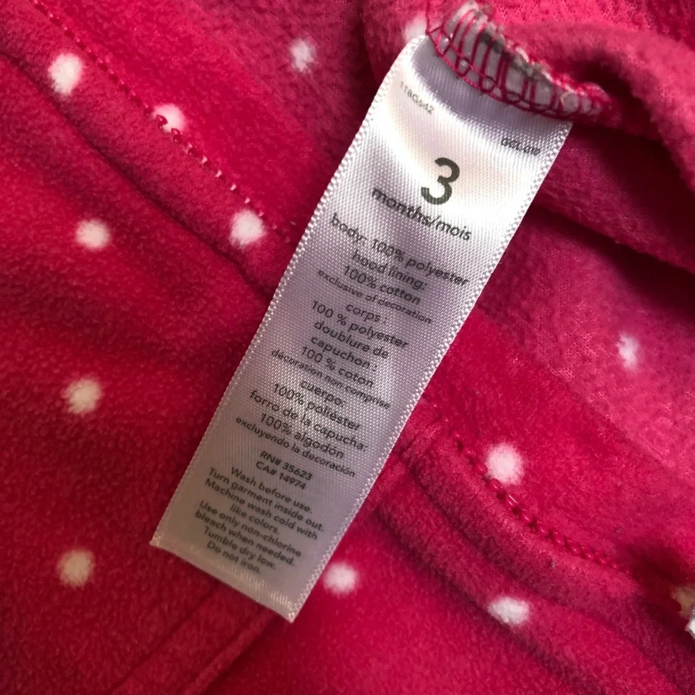 CARTERS HOODED FLEECE JUMPSUIT PINK 3MO